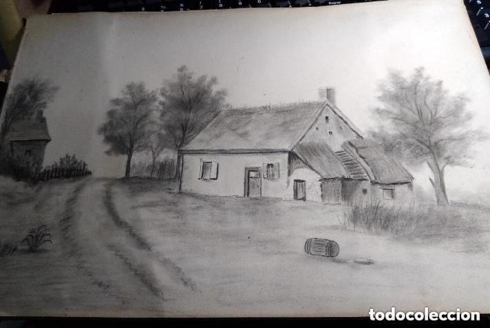 Arte: DIBUJO A MANO A L&Aacute;PIZ --- PAISAJE 40 X 25 CM