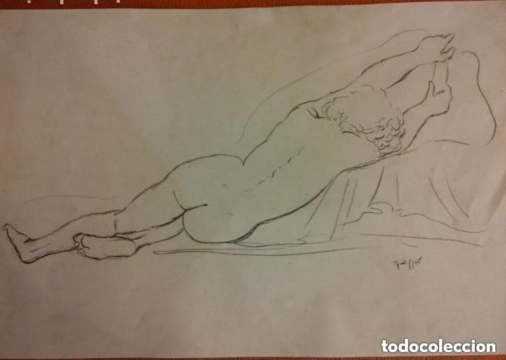 Arte: DIBUJO ORIGINAL --- OBRA DE FRANCESC GASS&Oacute; -- MUJER 31X22 CM . Francesc Gass&oacute; Carbonell