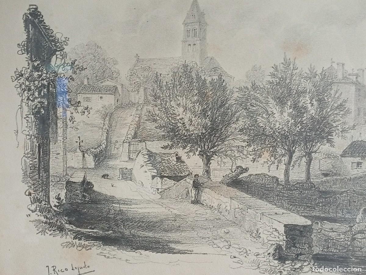 Arte: Jos&eacute; Rico Cejudo, La entrada al pueblo. Firmado