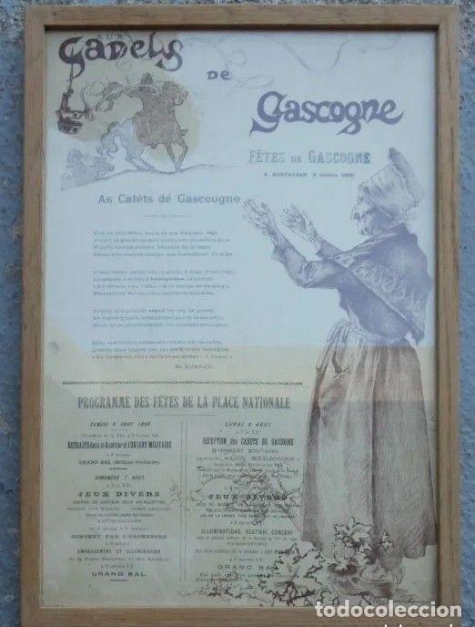 Arte: RARE AFFICHE DE 1898 SUR LES FETES DE GASCOGNE - encadr&eacute;e