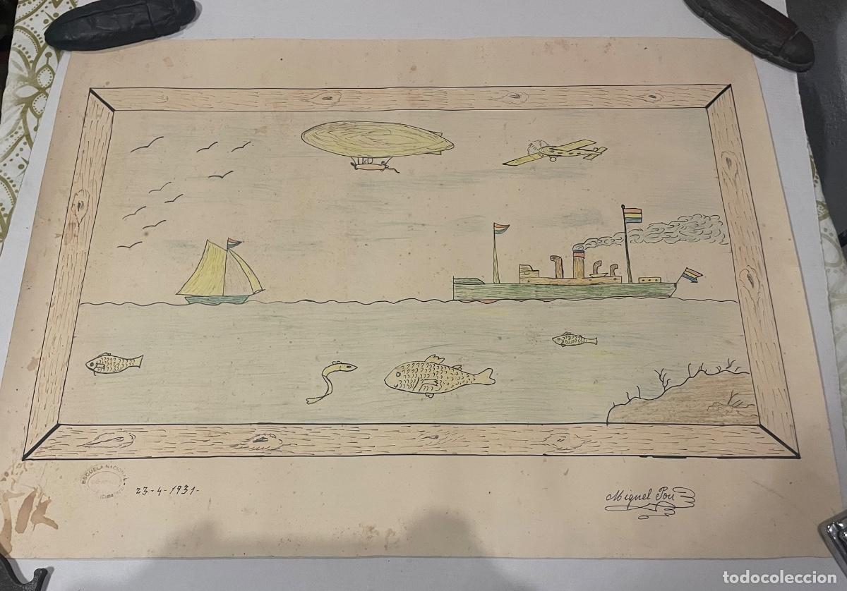 Arte: ARTE / INFANTIL - REPUBLICA - SAUS - CAMALLERA - 23-4-1931 - DIBUJO REALIZADO 9 DIAS DESPUES DE PRO