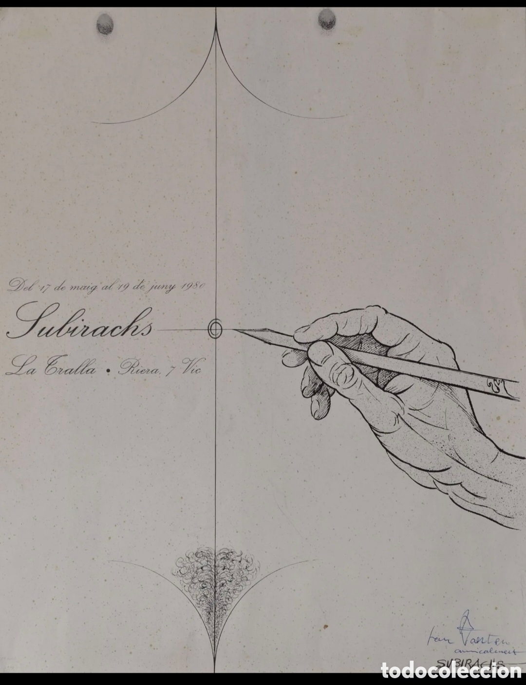 Arte: Dibujo original de Josep Maria Subirachs 1929-2014 firmado dedicado y fechado
