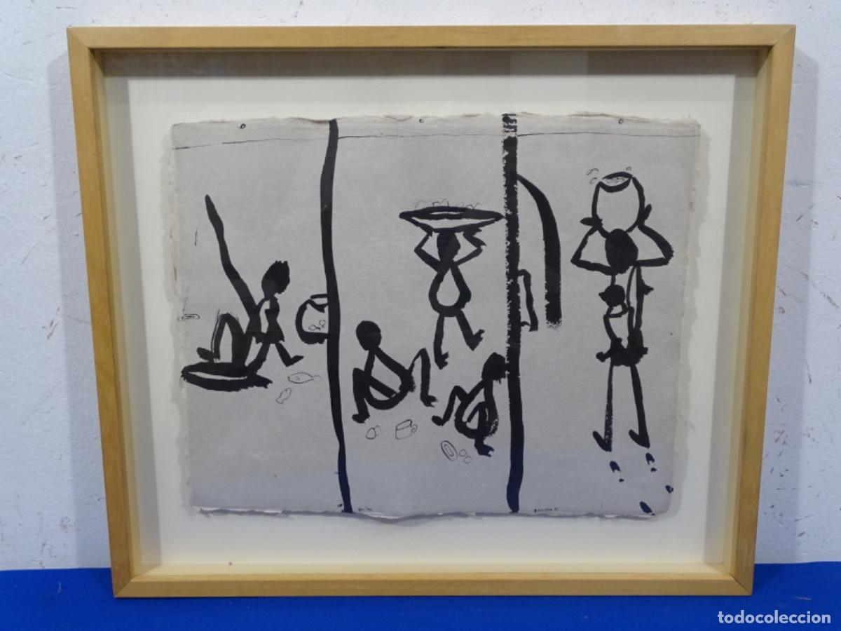 Arte: TINTA SOBRE PAPEL GRUESO. JAC&rsquo; 96. LA FAMILIA II. BIEN ENMARCADO.