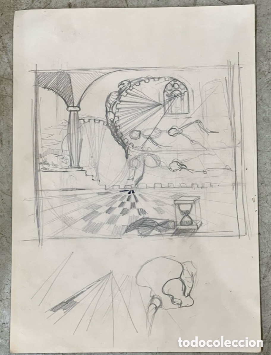 Arte: ALMAGRO, Paco (Alhama de Murcia, 1945). Estudios de Anatom&iacute;a. Perspectiva. Dibujo. A&ntilde;os 70.
