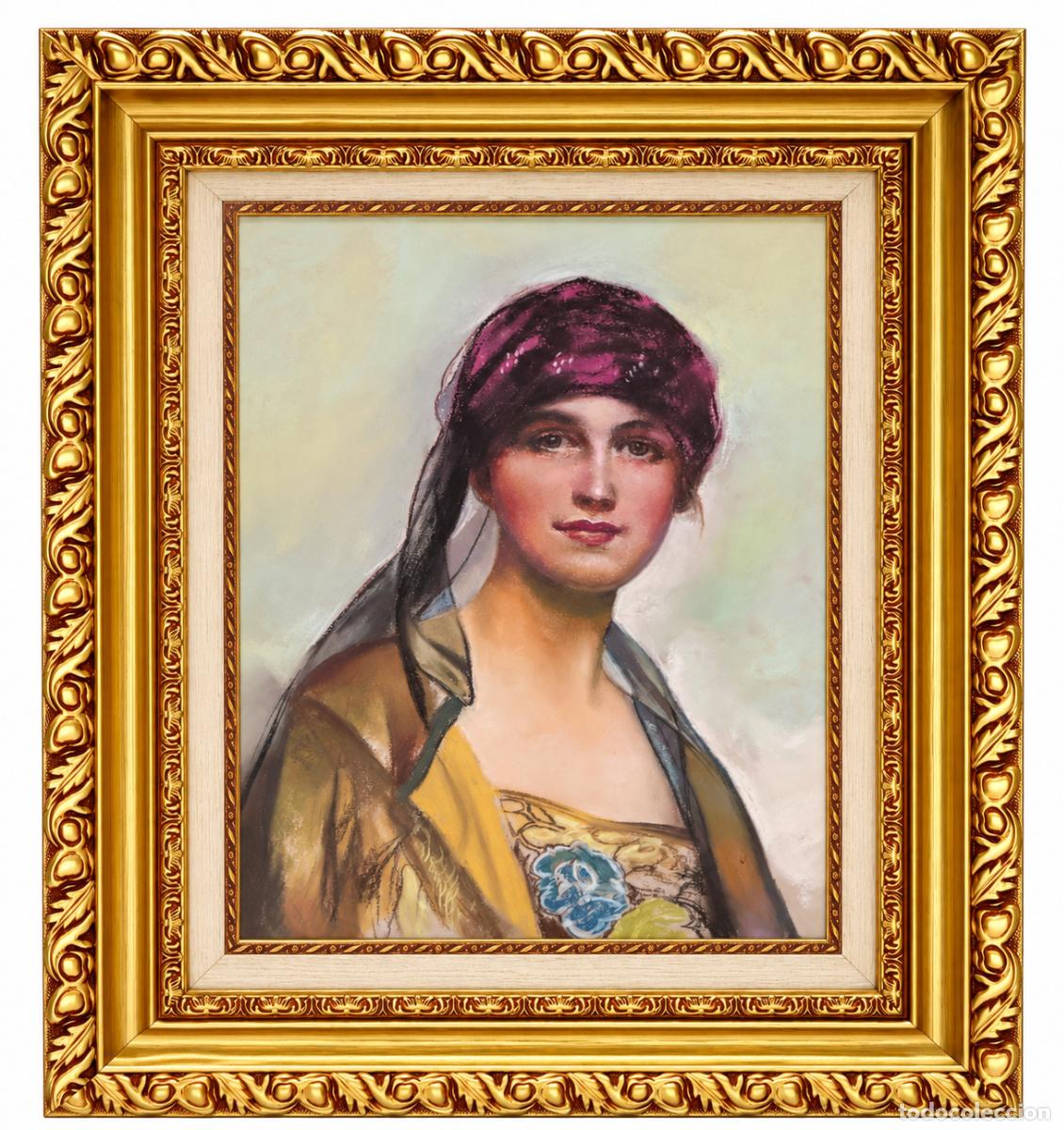 Arte: ESCUELA INGLESA (AUTOR ANONIMO) DIBUJO A PASTEL. RETRATO DE UNA JOVEN (TRAS WILLIAM CLARKE WONTNER)
