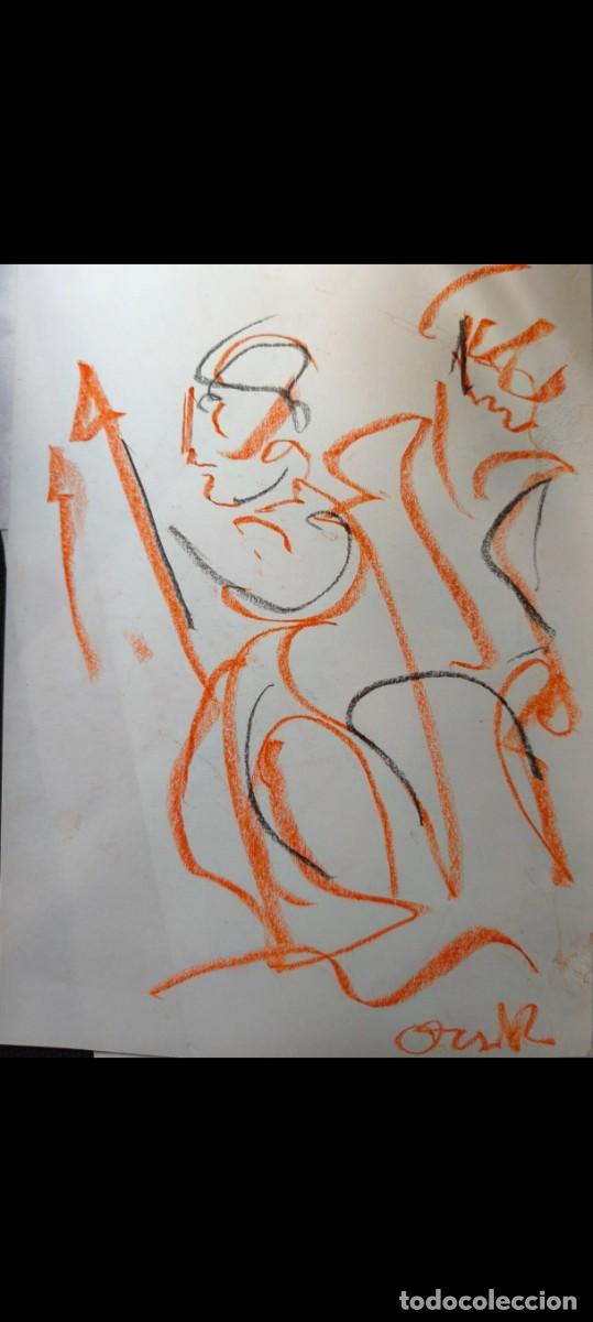 Arte: Dibujo original de Acisclo Manzano firmado peregrinos