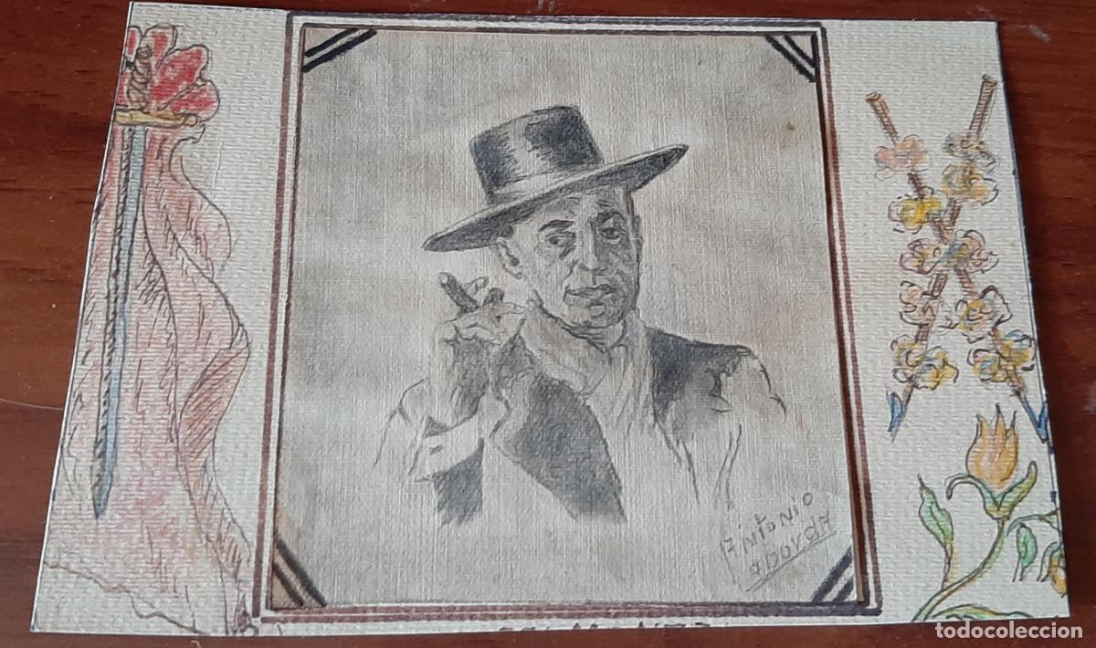 Arte: DIBUJO DE RAFAEL GOMEZ ORTEGA - EL GALLO - FIRMADO ANTONIO LABORDA - 10X15 CM APROX.