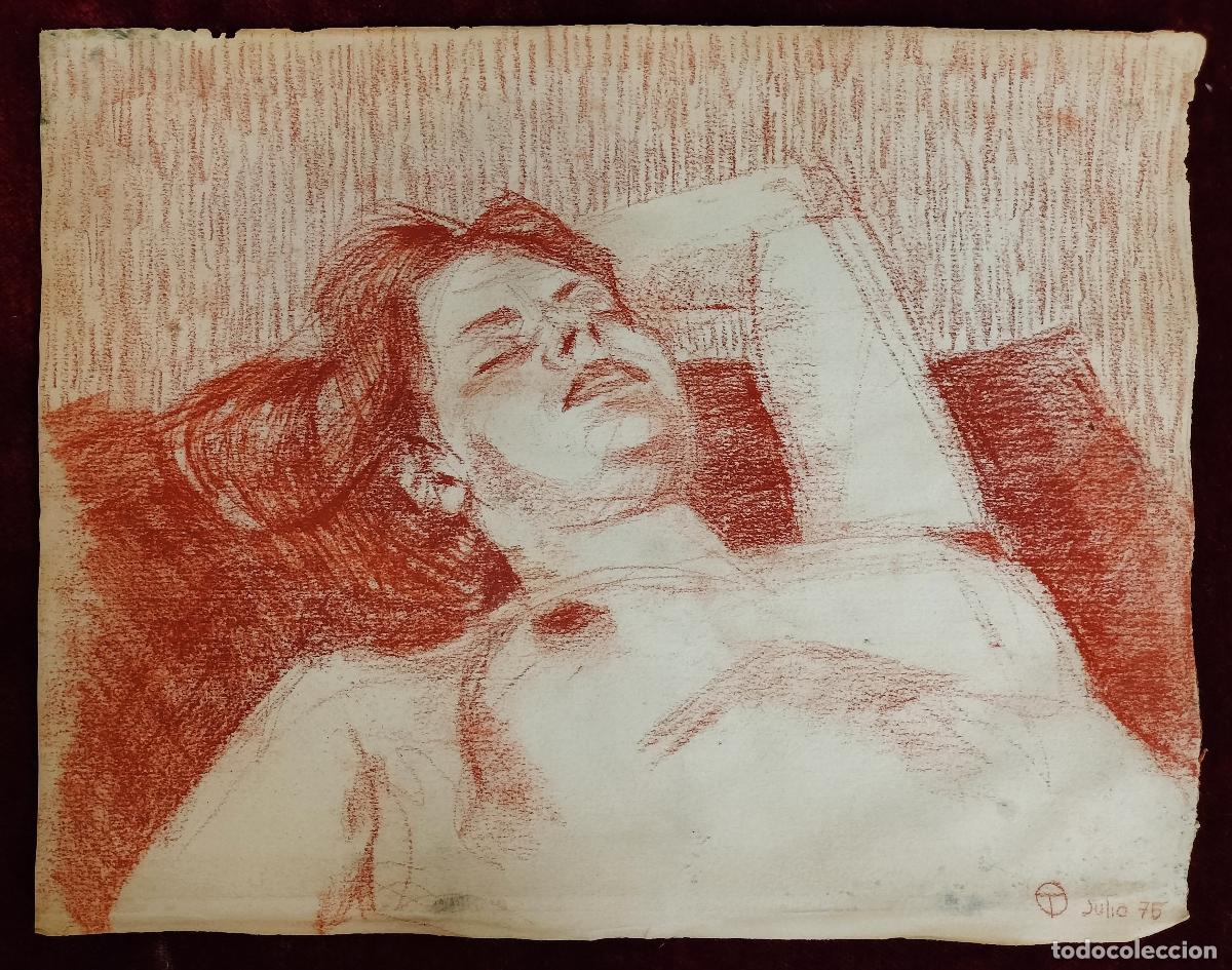 Arte: DESNUDO RECOSTADO. &Oacute;SCAR TUSQUETS. SANGUINA SOBRE PAPEL. ESPA&Ntilde;A. 1975.