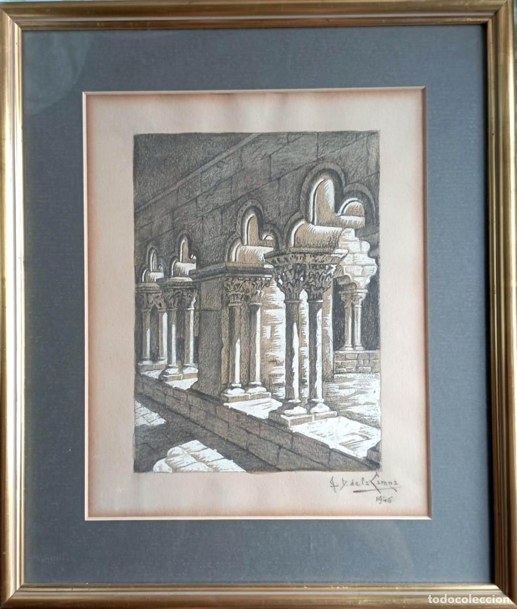 Kunst: Claustre de Sant Pau del Camp (Barcelona). Dibujo original, 1946