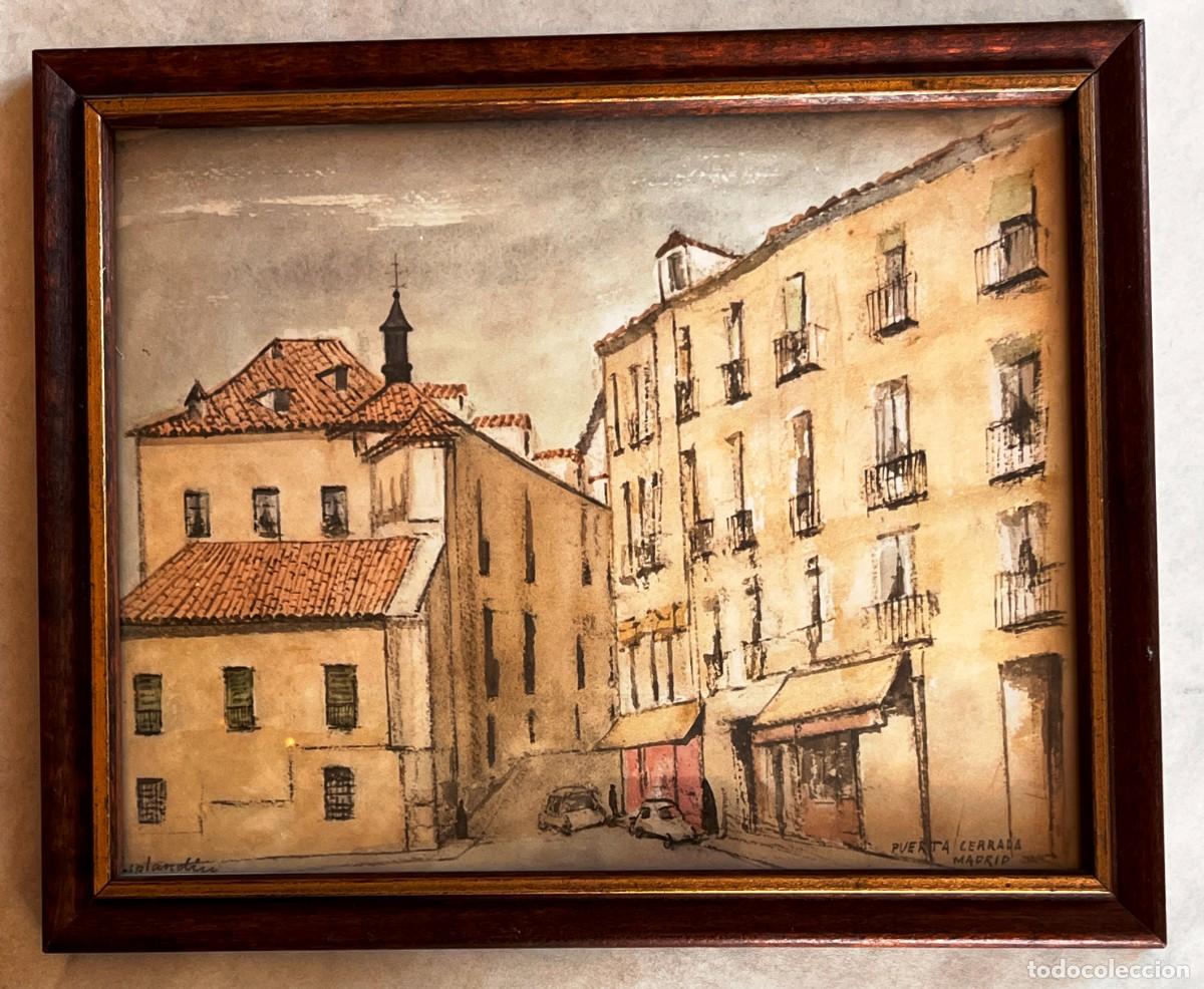 Arte: JUAN ESPLANDI&Uacute;, PUERTA CERRADA MADRID, ANTIGUA L&Aacute;MINA DE PAISAJE MADRILE&Ntilde;O, ENMARCADA