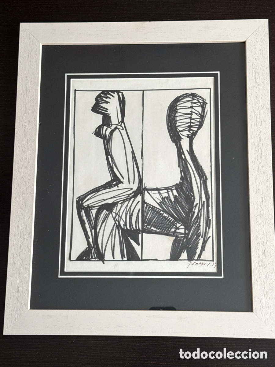 Arte: DIBUJO ORIGINAL DE ALBERTE PERMUY. FIRMADO. GRUPO ATL&Aacute;NTICA. LAMAZARES, MENCHU LAMAS, PATI&Ntilde;O