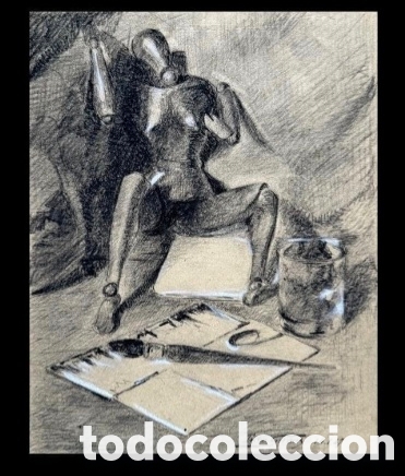 Arte: Edmond GIRARD (1866-1949) Serie bodegon - firmado al carboncillo. - bodegon modelo de artista -