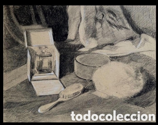 Arte: Edmond GIRARD (1866-1949) Serie bodegon - firmado al carboncillo. - bodegon modelo de artista -