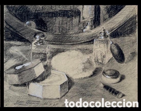 Arte: Edmond GIRARD (1866-1949) Serie bodegon - firmado al carboncillo. - bodegon modelo de artista -