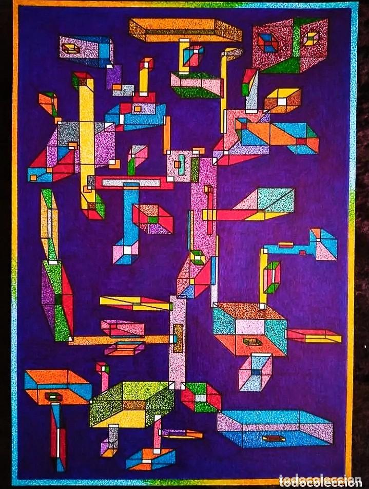 Arte: DIBUJO (ABSTRACCI&Oacute;N GEOM&Eacute;TRICA) *COMPOSICI&Oacute;N 13/CUBOS*. (TM) D. NAVASCU&Eacute;S. (Con VALORACI&Oacute;N CR&Iacute;TICA)