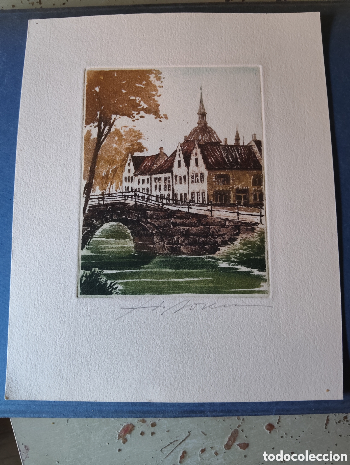 Kunst: DIBUJO A PLUMILLA IMPRESO COLOREADA A MANO CON ACUARELA. H. SOREN. BRUJAS