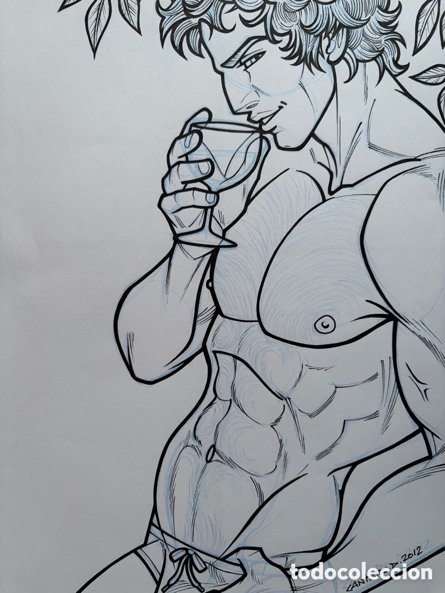 Arte: Dibujo original David cantero Din A4 - tinta sobre papel - gay - flyer - firmado