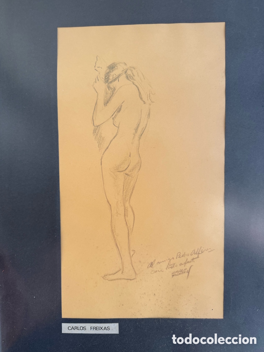 Arte: Antiguo cuadro,dibujo de Carlos Freixas,dedicado!
