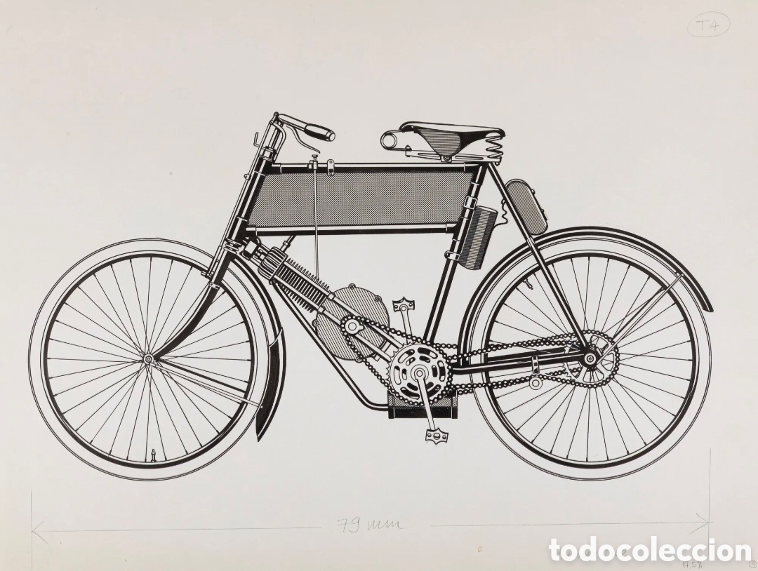 Arte: Carlo DEMAND (1921-2000) Humber 1902 - Rotulador negro y collage sobre papel 38x50 cms