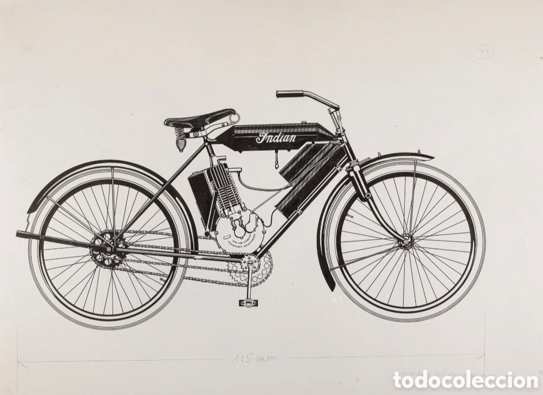 Arte: Carlo DEMAND (1921-2000) Indian modelo 1901-1902 - Fieltro negro y collage sobre papel 45 x 61 cms