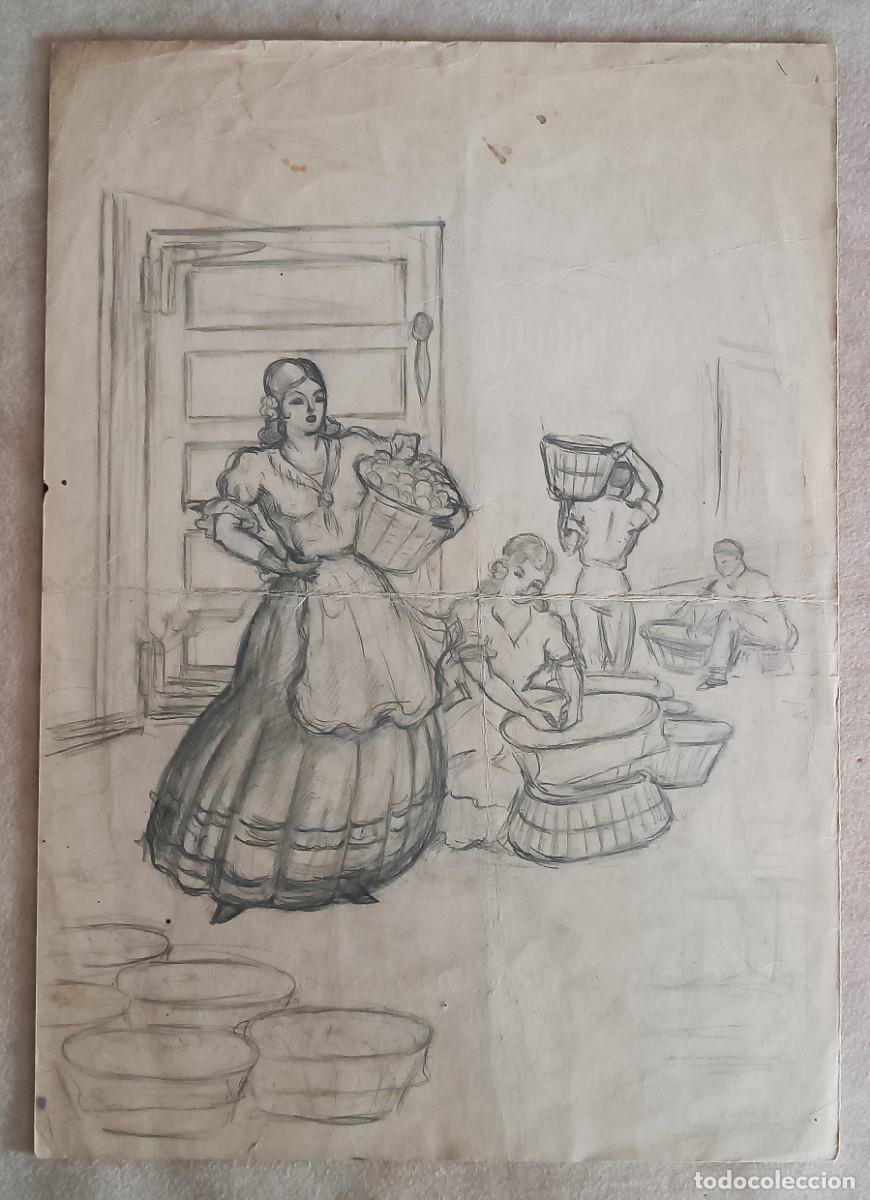 Kunst: DIBUJO A LAPIZ, BOCETO. A&ntilde;os 40.