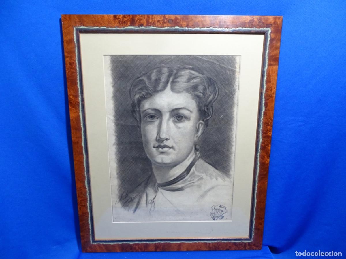 Arte: GRAN DIBUJO L&Aacute;PIZ MANUEL URDA 1903. RETRATO CHICA.