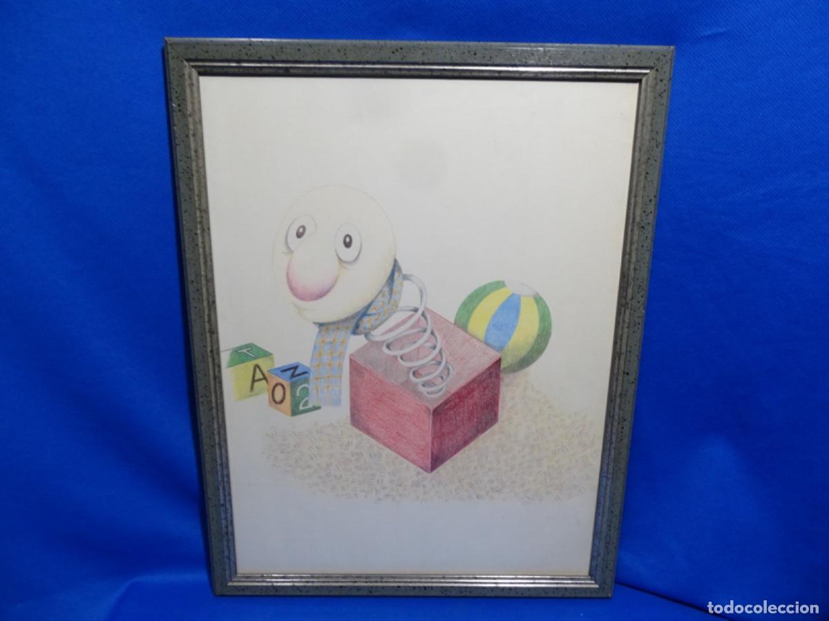Arte: DIBUJO ORIGINAL INFANTIL A COLORES FIRMA ILEGIBLE.