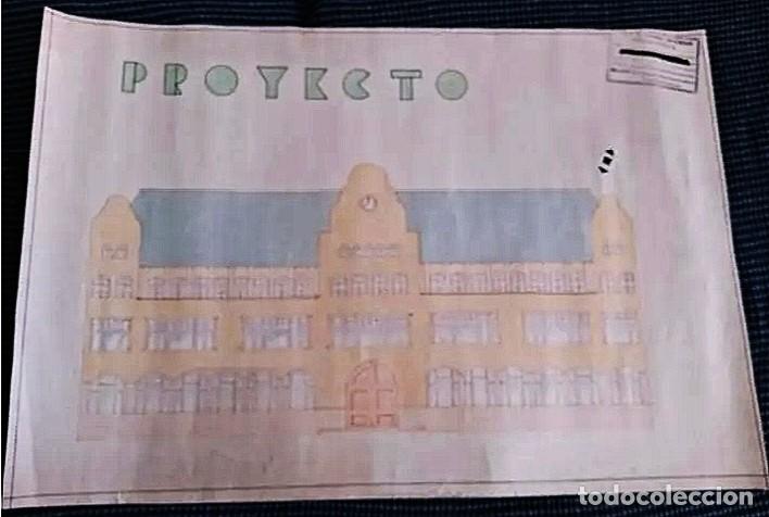 Arte: DIBUJO T&Eacute;CNICO: Rotulador, L&aacute;piz, Acuarela / *FACHADA DE GRAN EDIFICIO CON RELOJ*. Escuela Barcelona