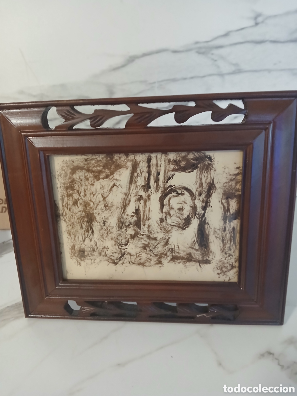 Arte: Dibujo a tinta sin identificar enmarcado