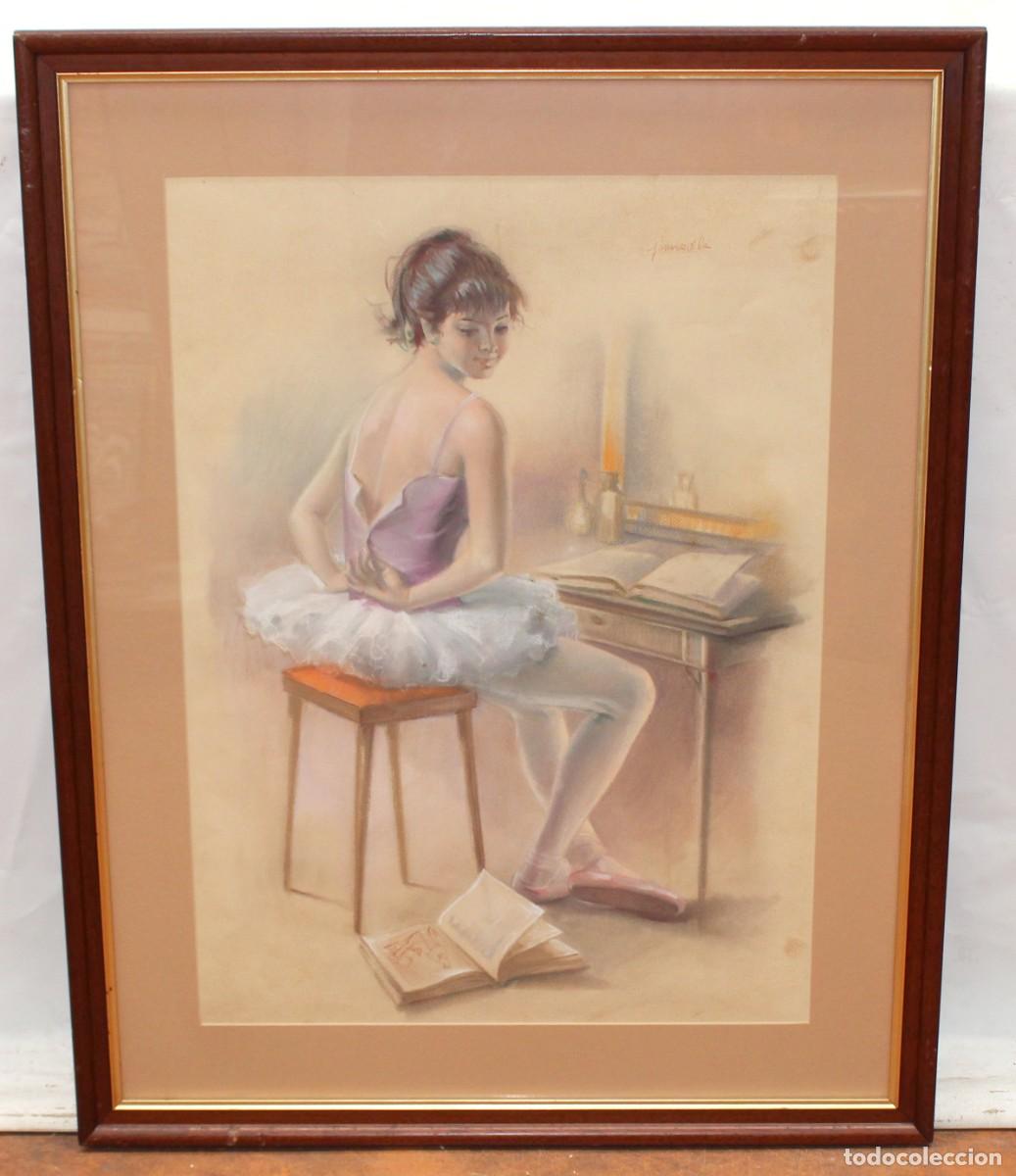 Arte: GOMEZ VILA (XX) DIBUJO A PASTEL BAILARINA