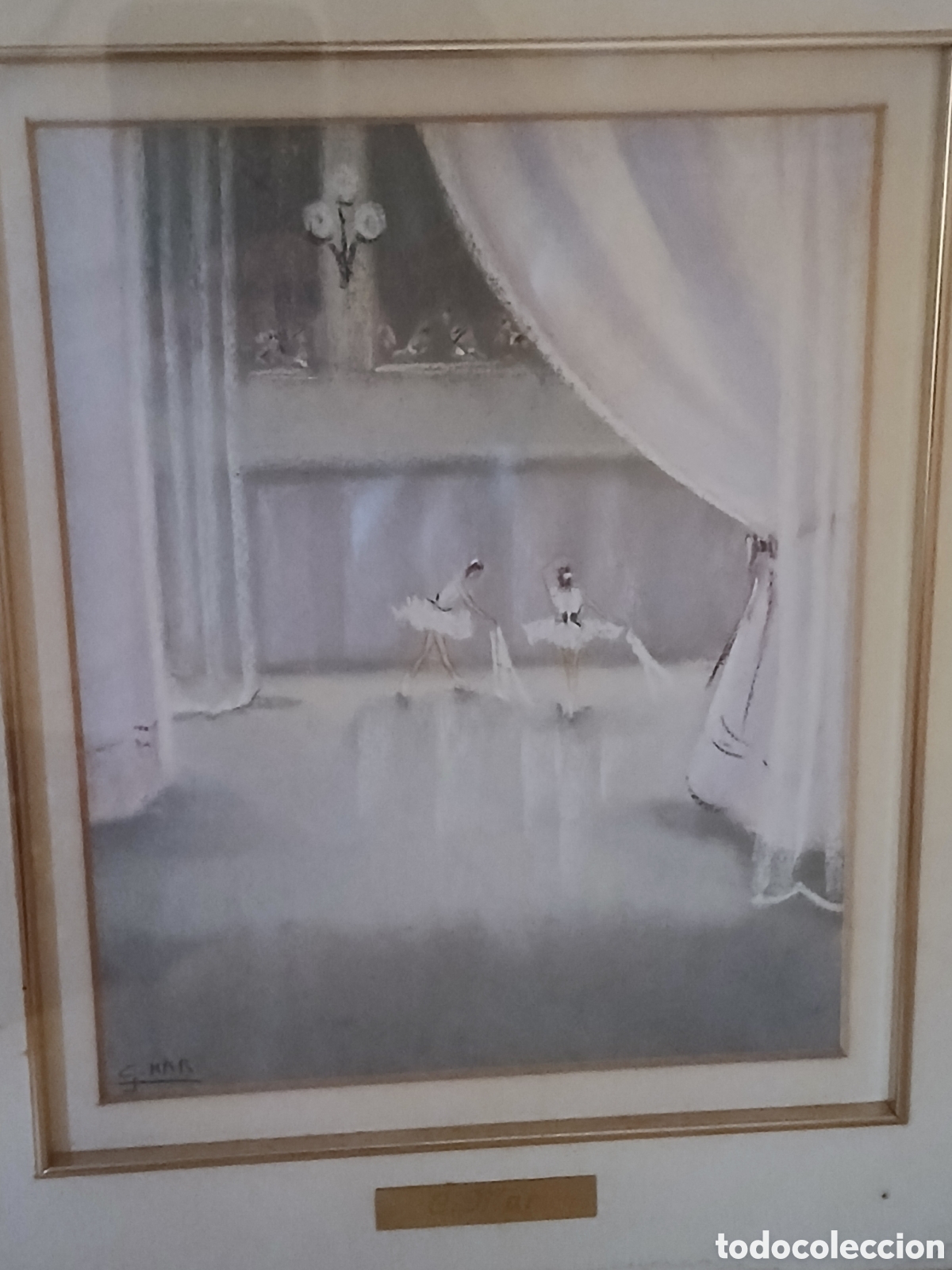 Arte: C.Mar . Bailarines. Pastel sobre cartulina, cristal de protecci&oacute;n