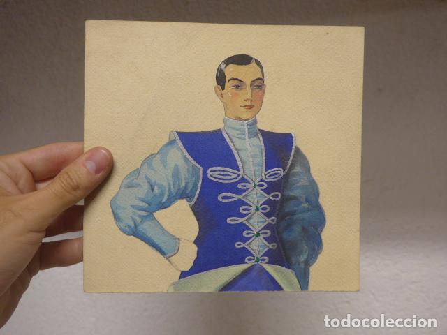 Arte: Antiguo dibujo original pintado de principios s.XX