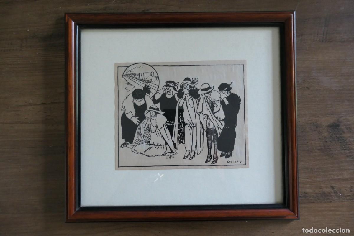 Arte: Ricard Opisso, dibujo firmado Opisso, ilustraci&oacute;n antigua, humor gr&aacute;fico catal&aacute;n.