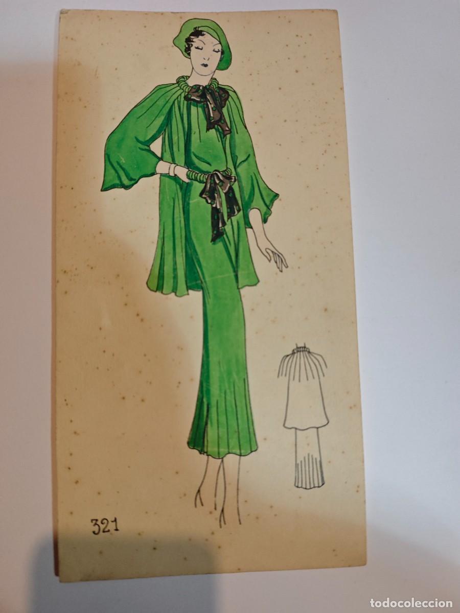Arte: Moda Figur&iacute;n boceto a&ntilde;os 1937/38 coloreados a mano
