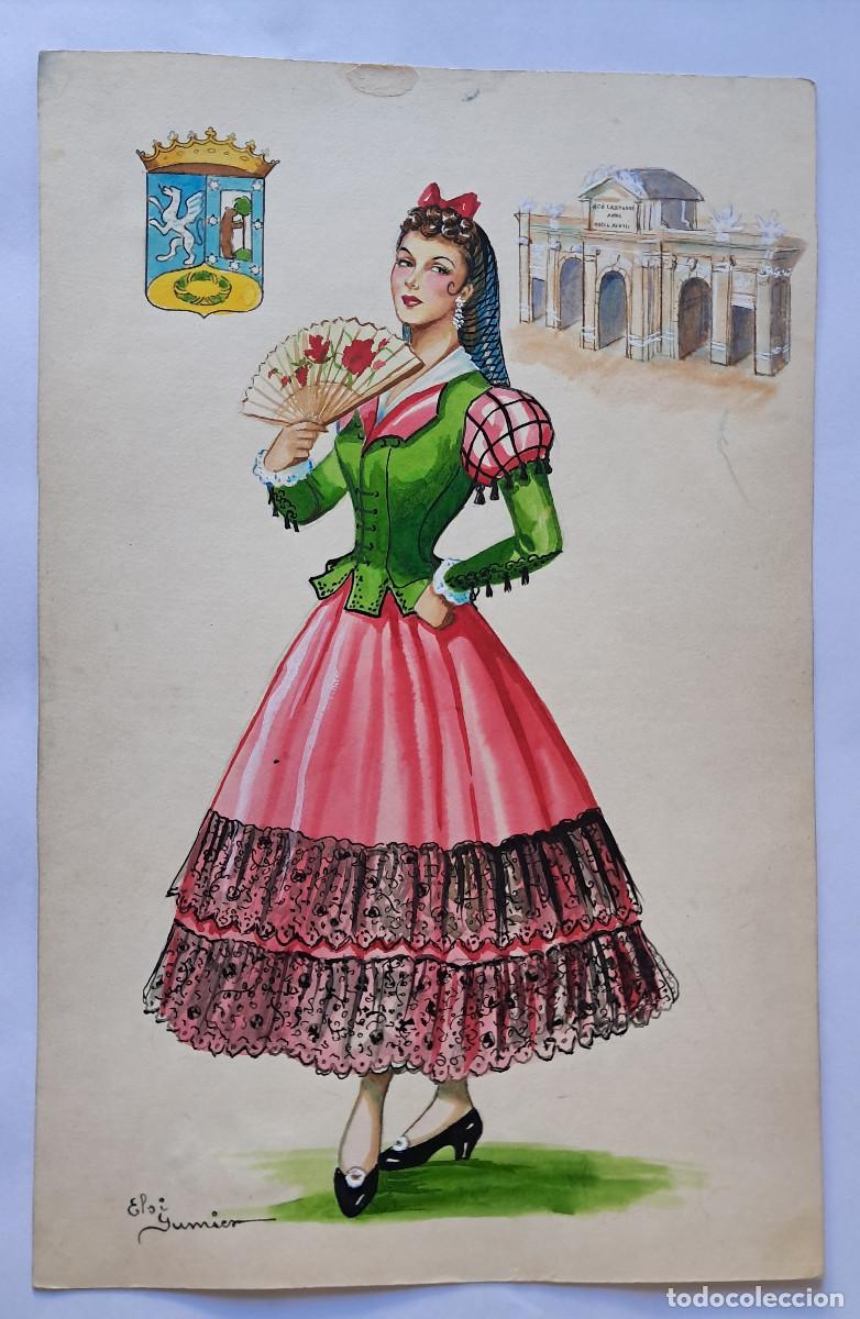 Arte: Ilustraci&oacute;n base para postal de Madrid. Elsi o Elsy Gumier. Buendia (Cuenca) (1900-1980)