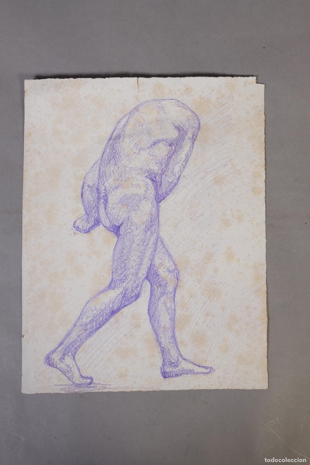 Arte: Desnudo masculino, dibujo a ceras siglo XX