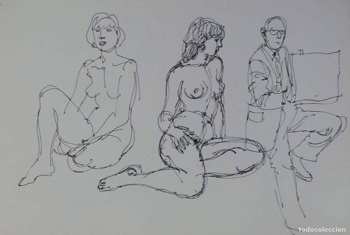 Arte: Carlos Enrique Lencinas G&oacute;mez. Tinta sobre papel. &rdquo;Desnudos femeninos&rdquo;. Sin firmar. Esbozo, apunte.