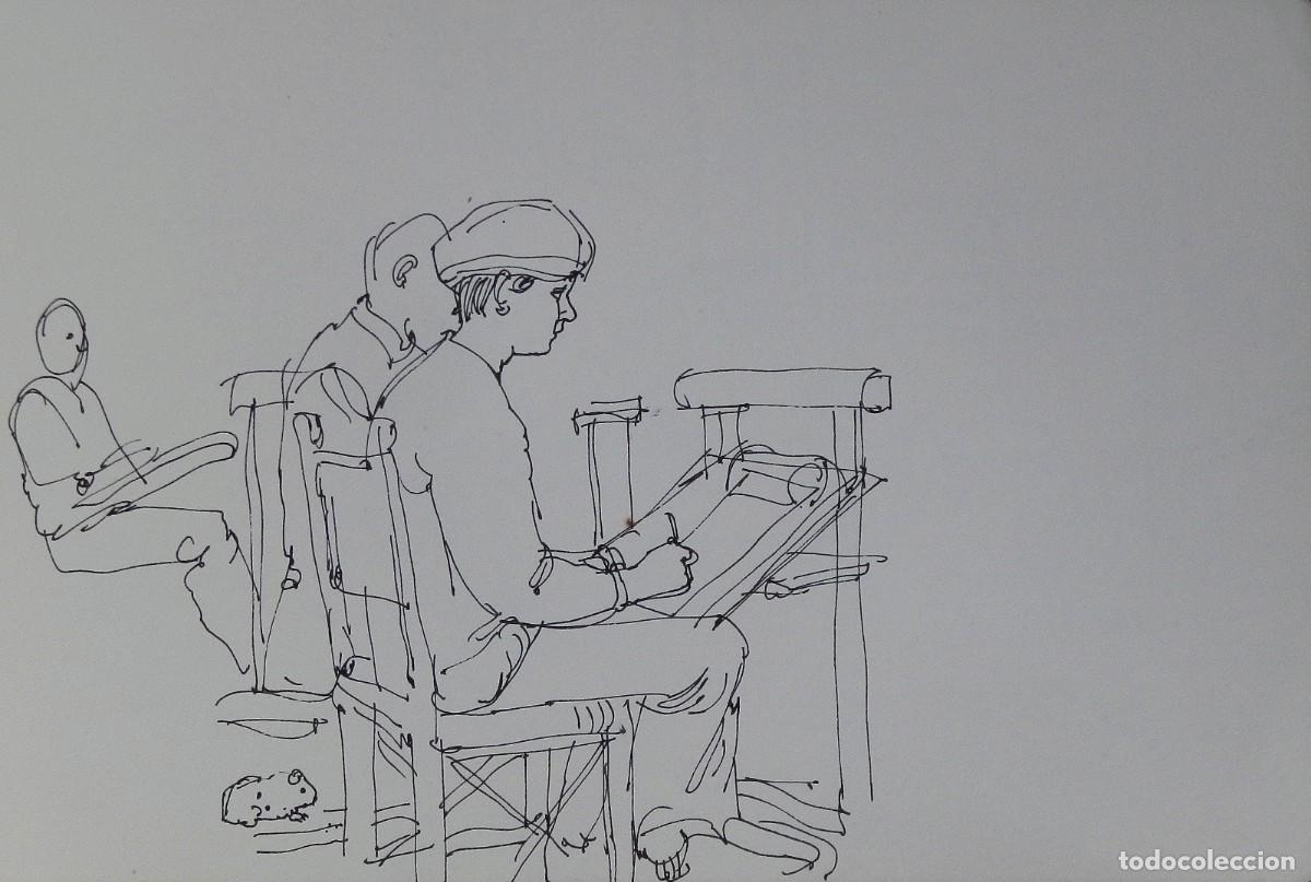 Arte: Carlos Enrique Lencinas G&oacute;mez. Tinta sobre papel. &rdquo;Pintando, dibujando&rdquo;. Sin firmar. Esbozo, apunte.