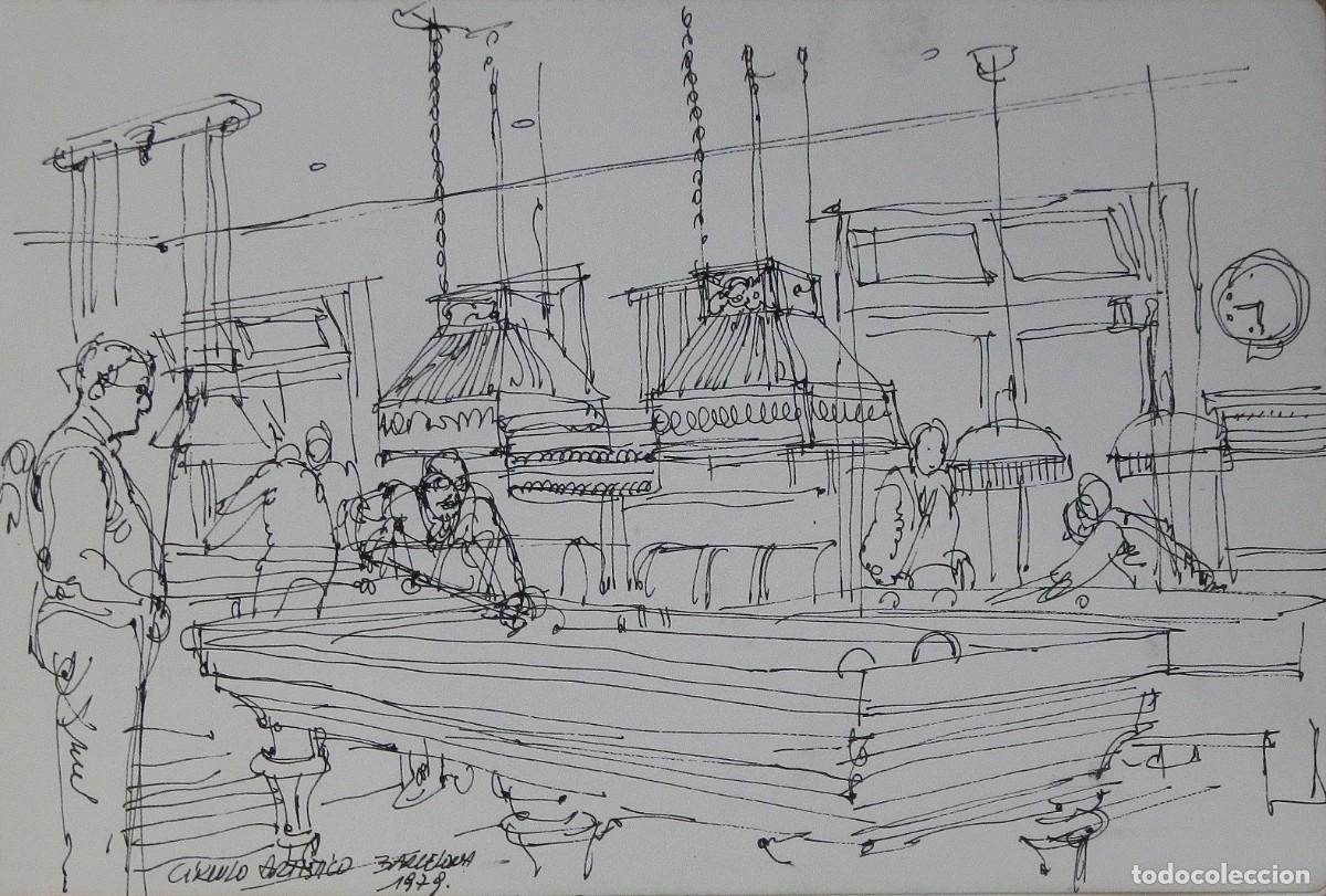 Arte: Carlos Enrique Lencinas G&oacute;mez. Tinta sobre papel. &rdquo;C&iacute;rculo Art&iacute;stico. Barcelona. 1979.&rdquo; Sin firmar.