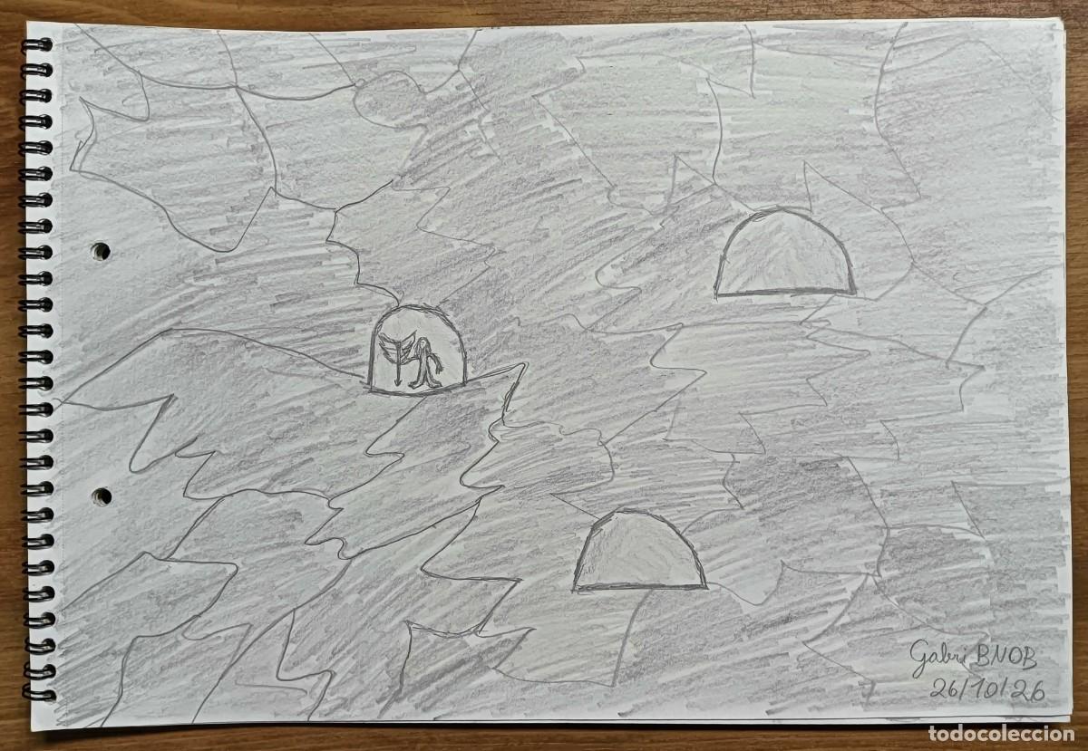 Arte: &ldquo;LA NOCHE TEMPESTIVA&rdquo; - DIBUJO ORIGINAL A L&Aacute;PIZ DE GRAFITO FIRMADO - 33 X 23 CM