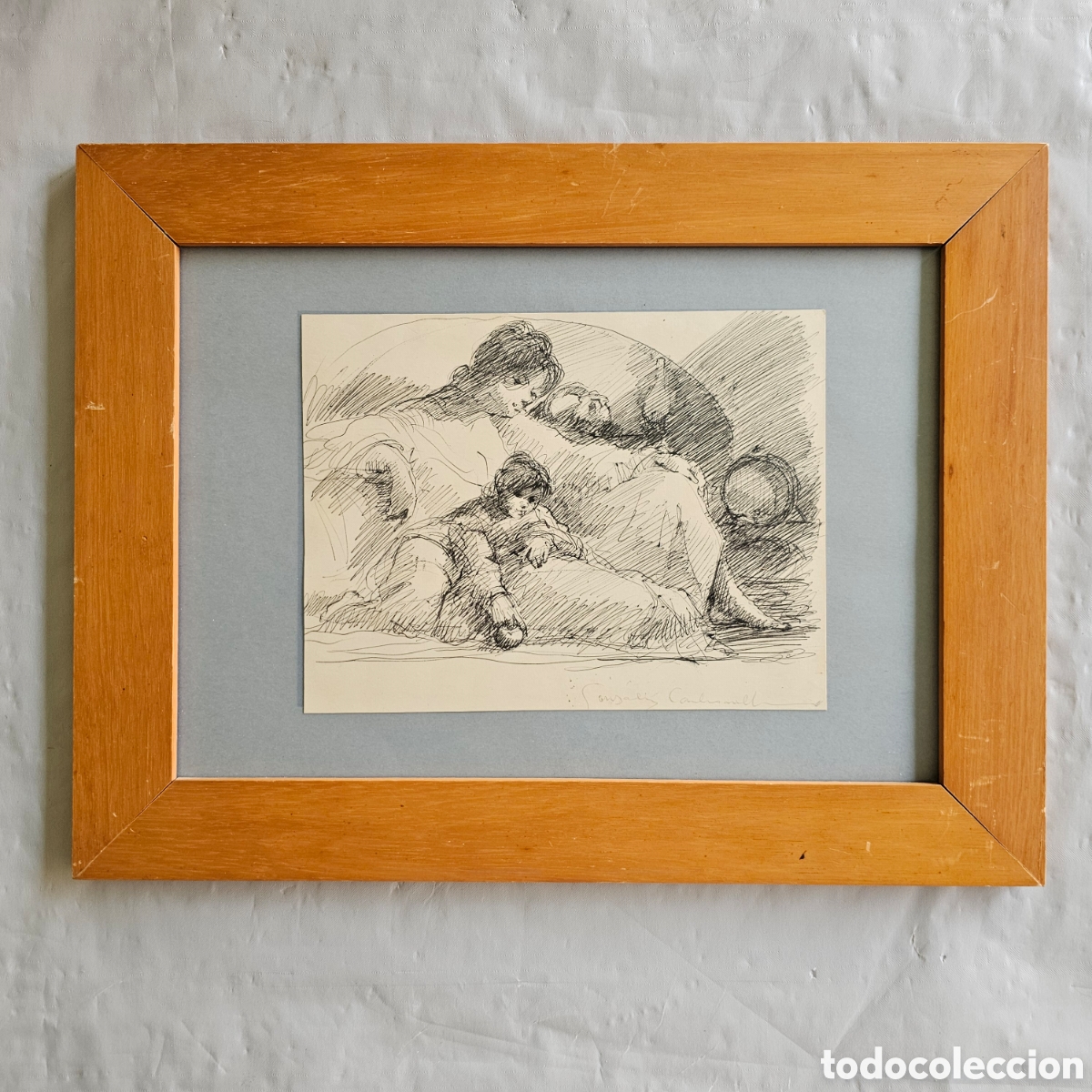 Arte: Rosendo Gonzalez Carbonell (1910-84), dibujo a pluma original, firmado a l&aacute;piz. Buena enmarcacion.