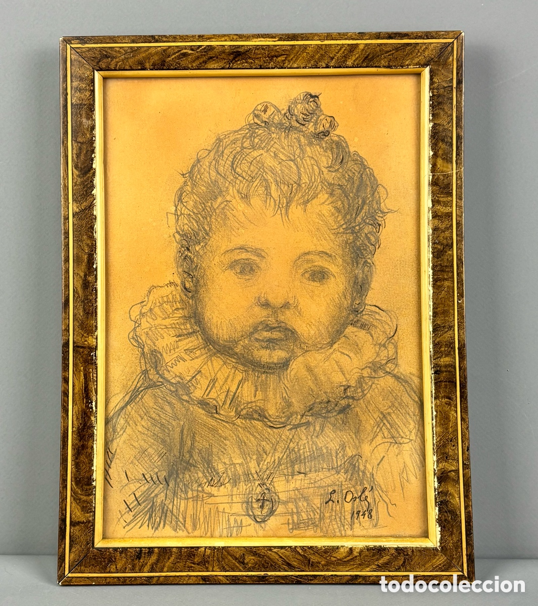 Arte: LUCIANO OSL&Eacute; S&Aacute;EZ - AMALIA DE SOL&Iacute;S - DIBUJO A LAPIZ, DEDICADO - A&Ntilde;O 1948