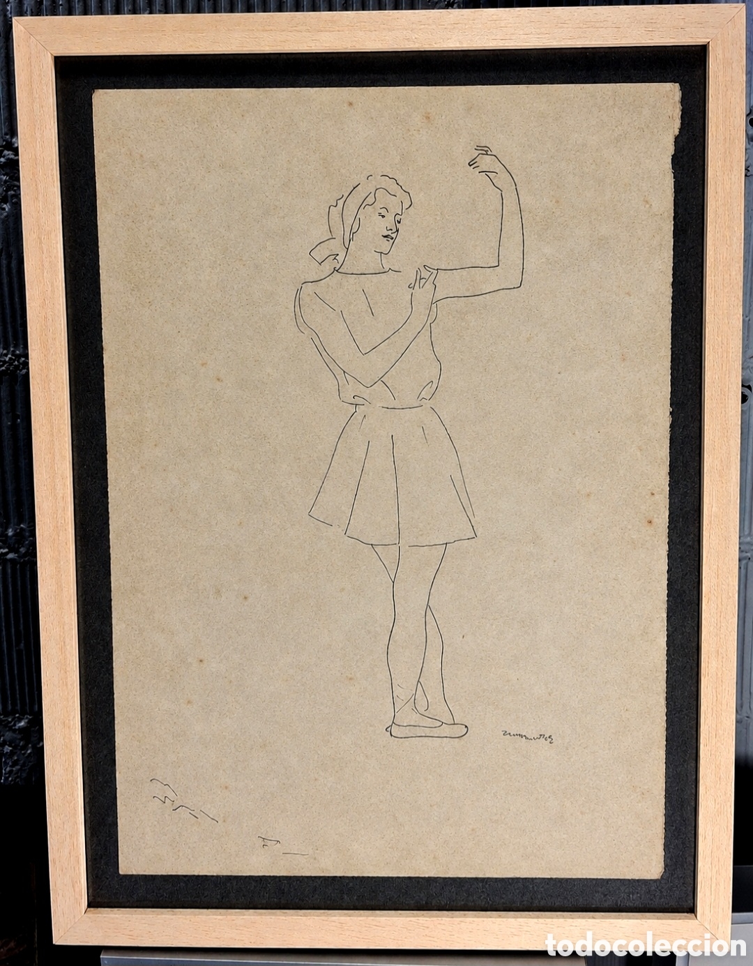 Arte: RICARDO ZAMORANO (Valencia 1923-Madrid, 2020) ESTAMPA POPULAR DE MADRID &rdquo;Bailarina&rdquo; plumilla /papel