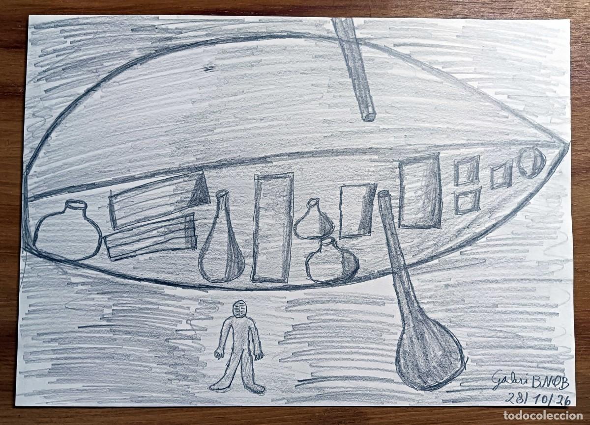 Arte: &ldquo;LA BARCA ANTIGUA LLENA DE PIEDRAS PRECIOSAS Y ORO&rdquo; - DIBUJO ORIGINAL A L&Aacute;PIZ DE GRAFITO FIRMADO