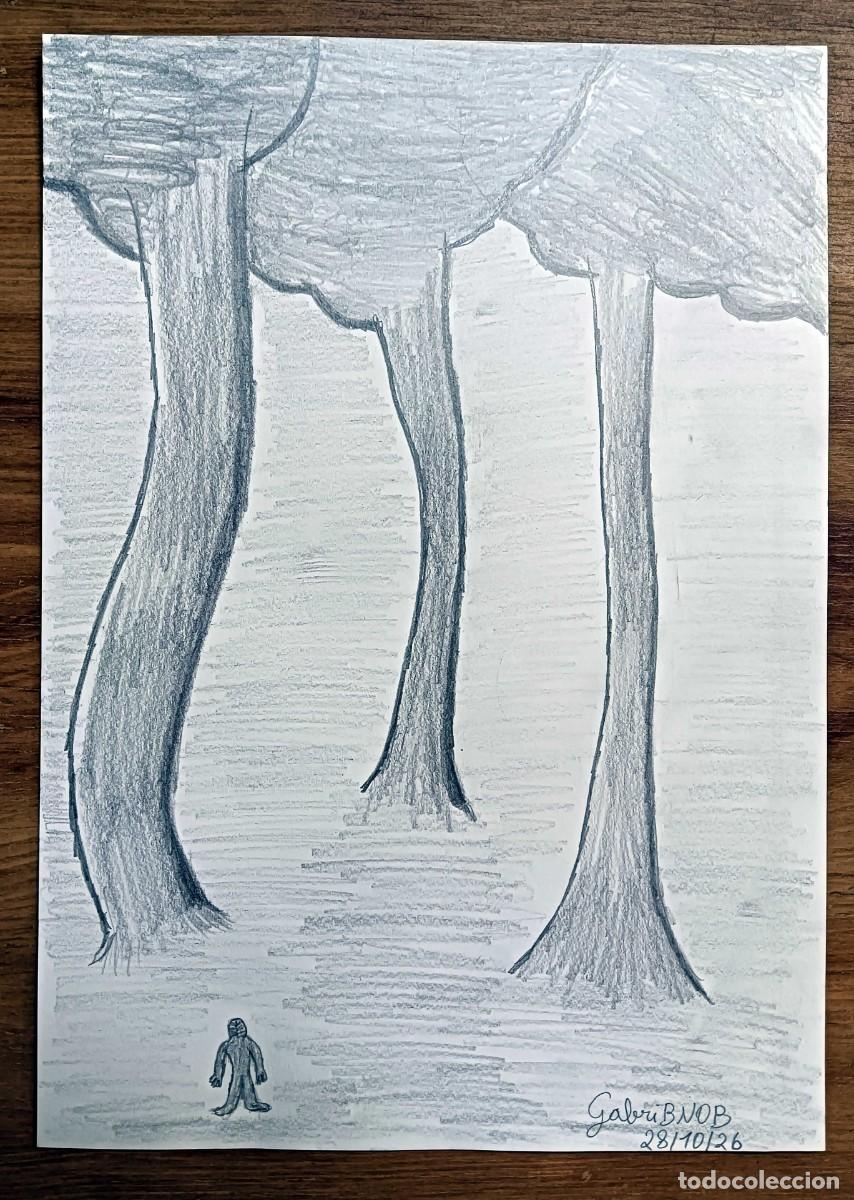 Arte: &ldquo;&Aacute;RBOLES GIGANTES ANTES DEL DILUVIO&rdquo; - DIBUJO ORIGINAL A L&Aacute;PIZ DE GRAFITO FIRMADO