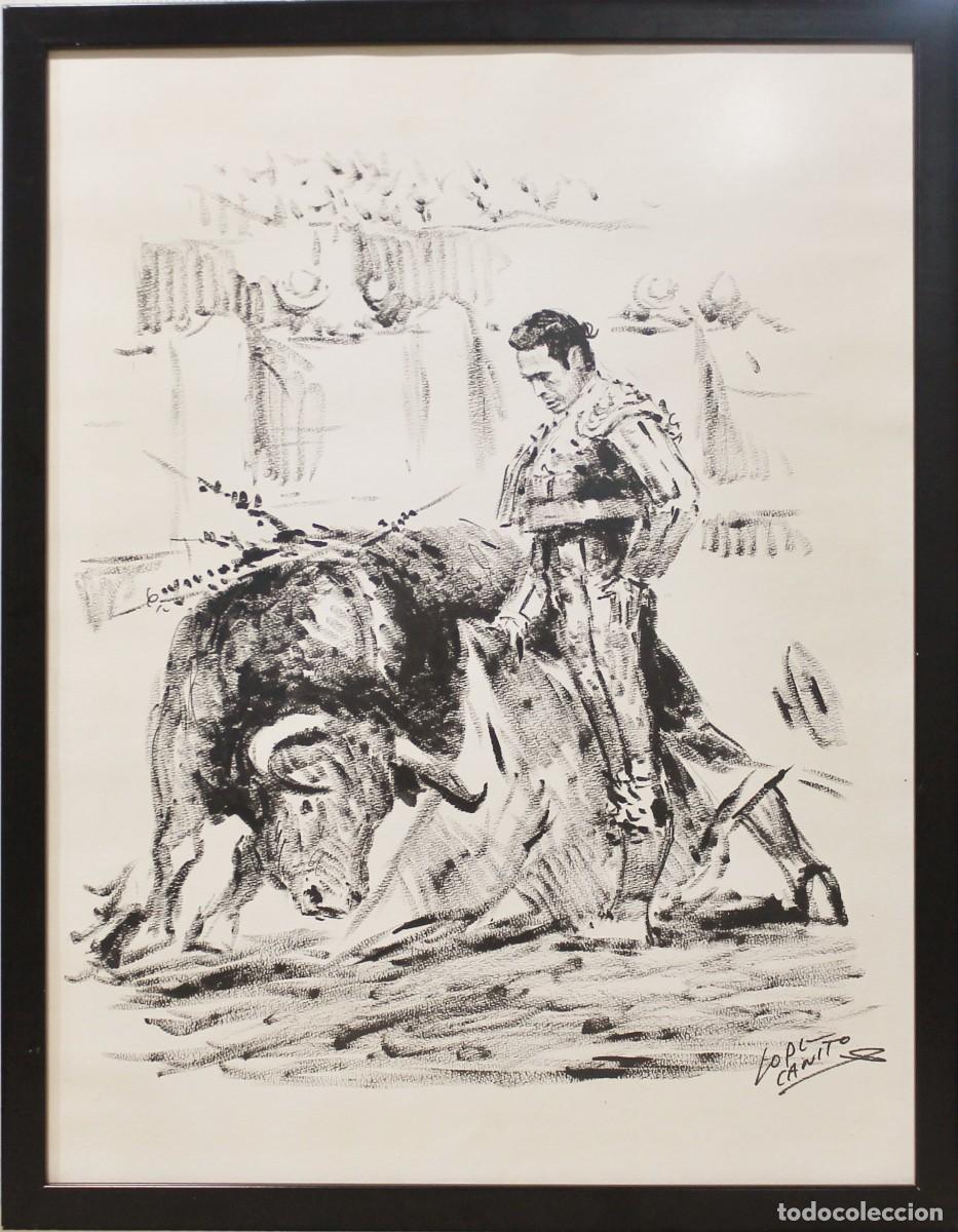 Arte: Paseo taurino - L&oacute;pez Canito - Dibujo sobre papel