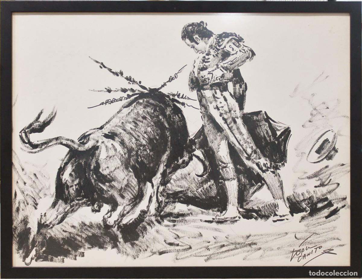 Arte: Paseo taurino - L&oacute;pez Canito - Dibujo sobre papel