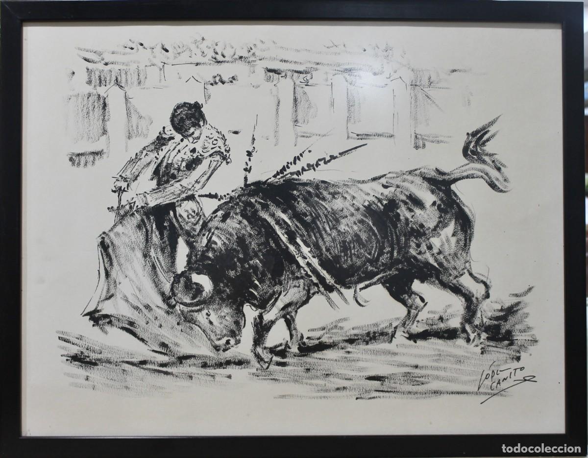 Arte: Paseo taurino - L&oacute;pez Canito - Dibujo sobre papel