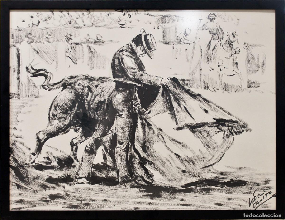 Arte: Paseo taurino - L&oacute;pez Canito - Dibujo sobre papel