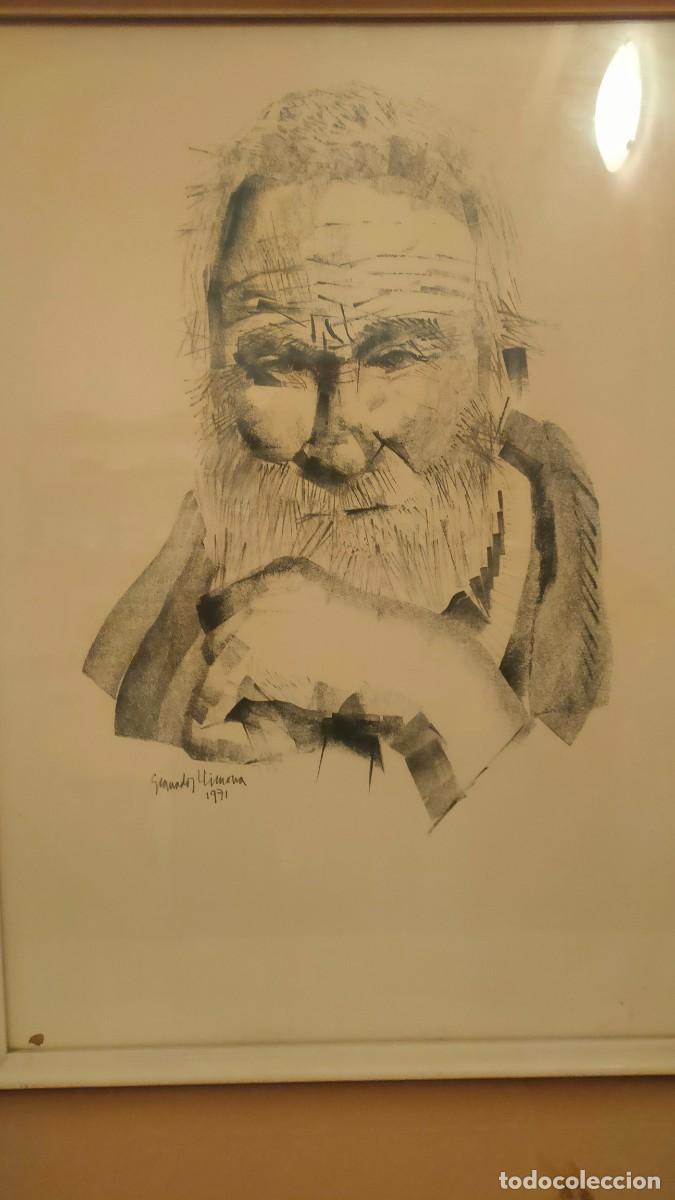 Arte: Magn&iacute;fico dibujo al carb&oacute;n - Joan Granados Llimona - Retrato de anciano con barba -